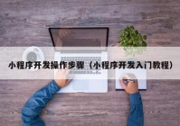 小程序開(kāi)發(fā)操作步驟（小程序開(kāi)發(fā)入門(mén)教程）